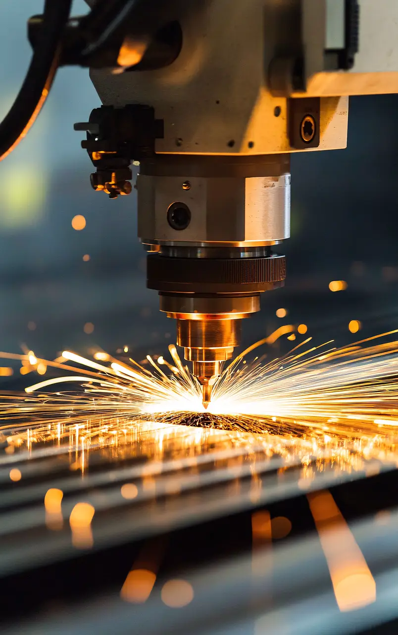 Máquina de corte láser industrial de Láser La Sagra en funcionamiento